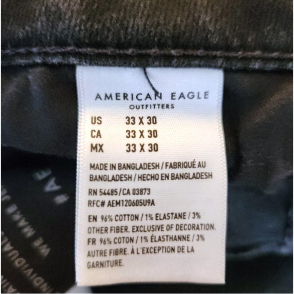 American Eagle Cozy Airflex+ Distressed Jeans Mens 33x30 (measures 34x28) Black - Picture 7 of 7